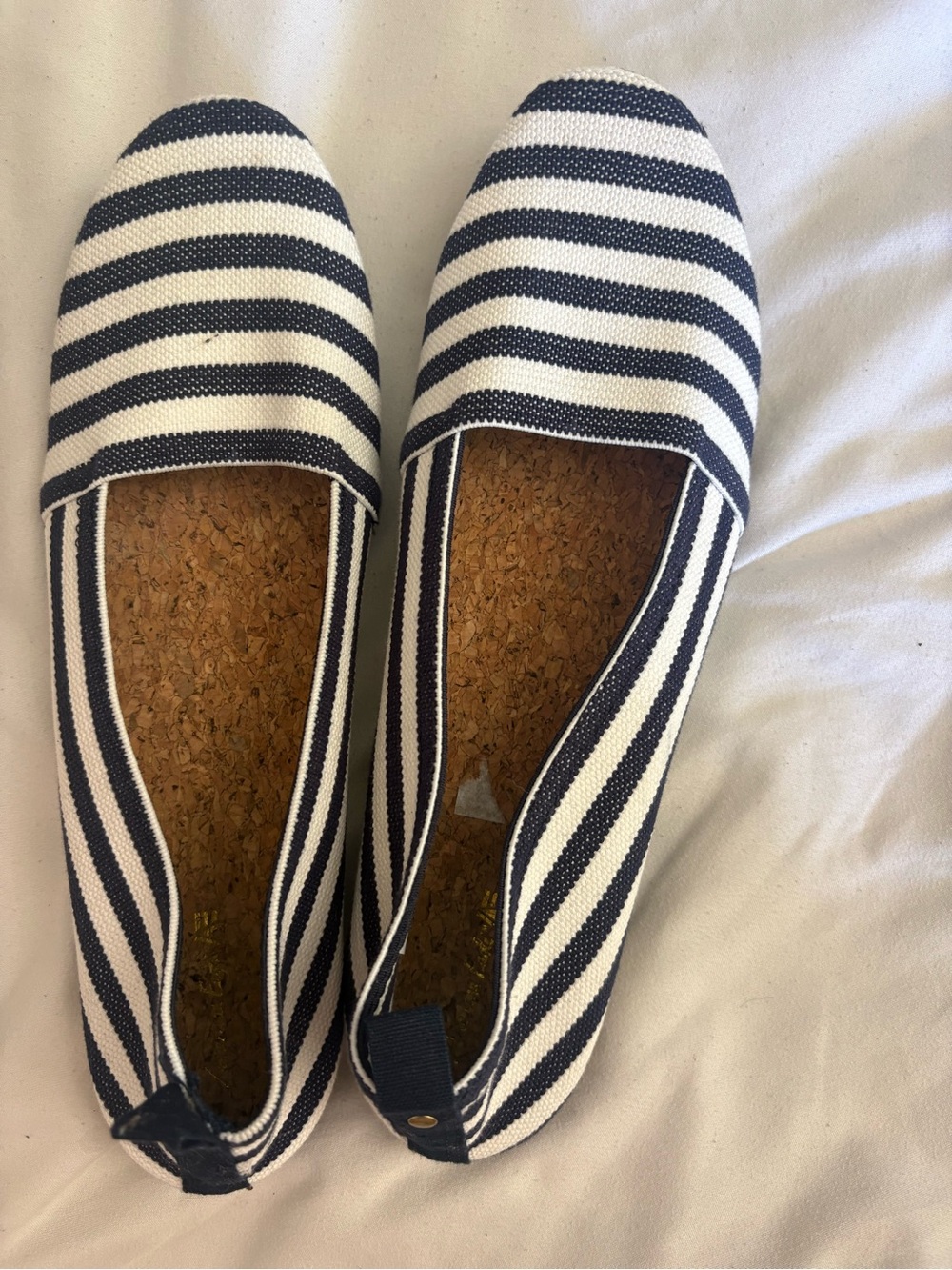 American Eagle Outfitters Navy and White Striped Slip-On Flats